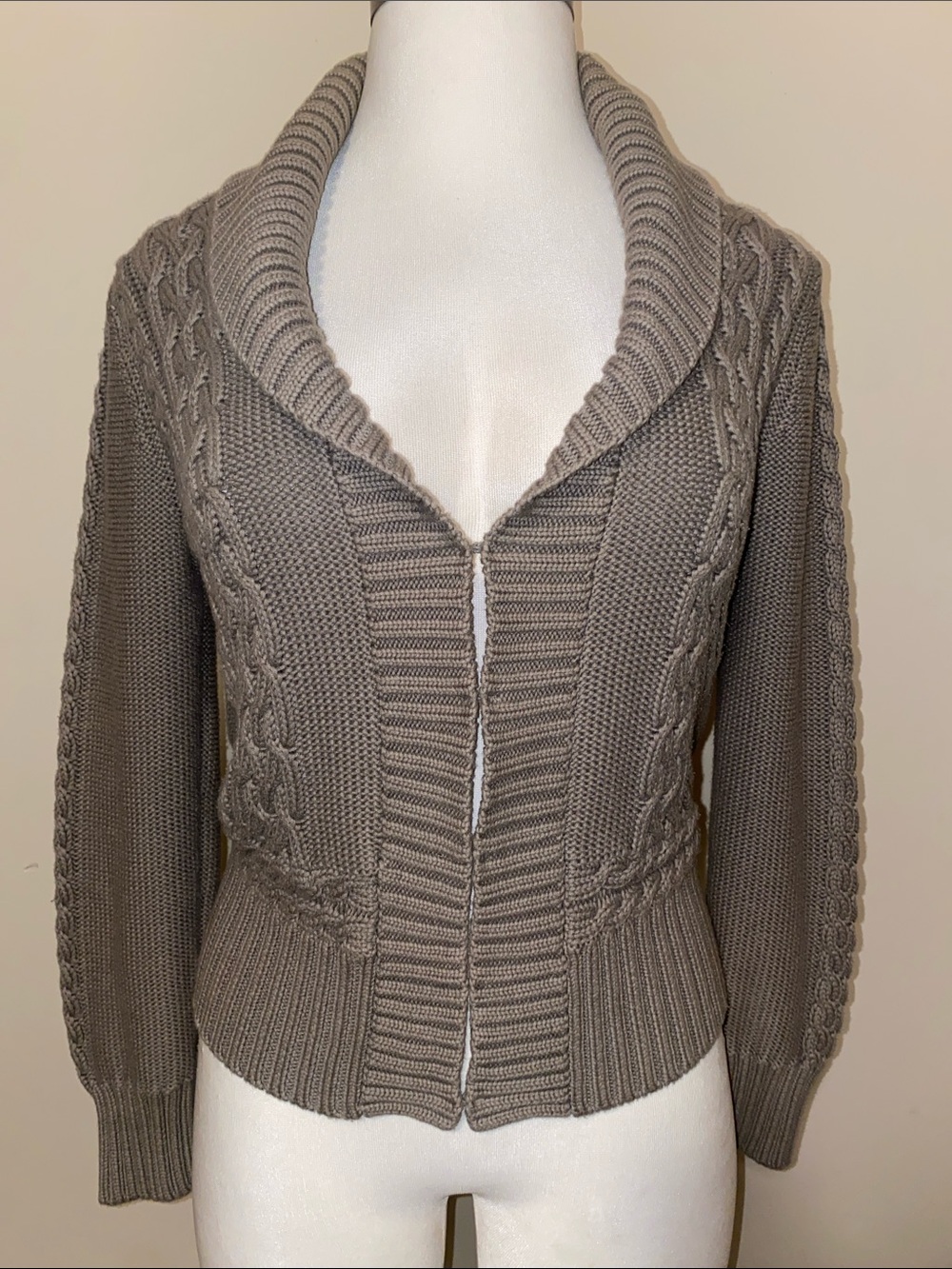 Mossimo Supply Co. XL Women’s Taupe Cable Knit Shawl Collar Cardigan